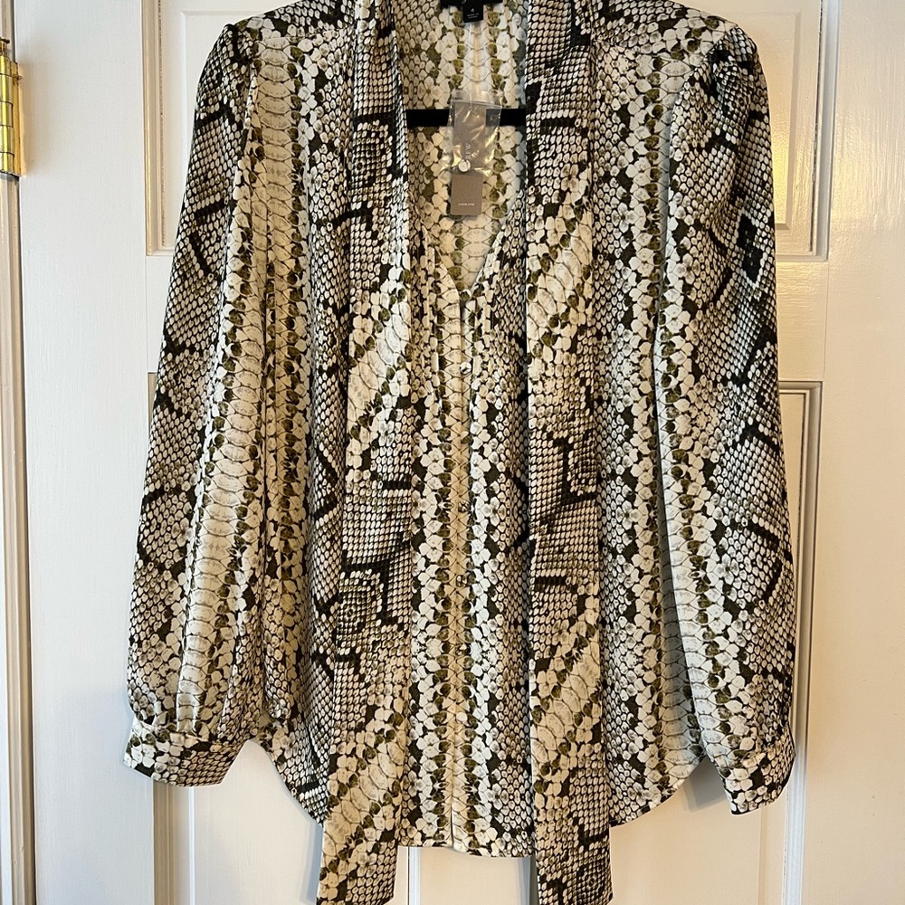 J.Crew Drapey tie-neck top in snakeskin print NWT